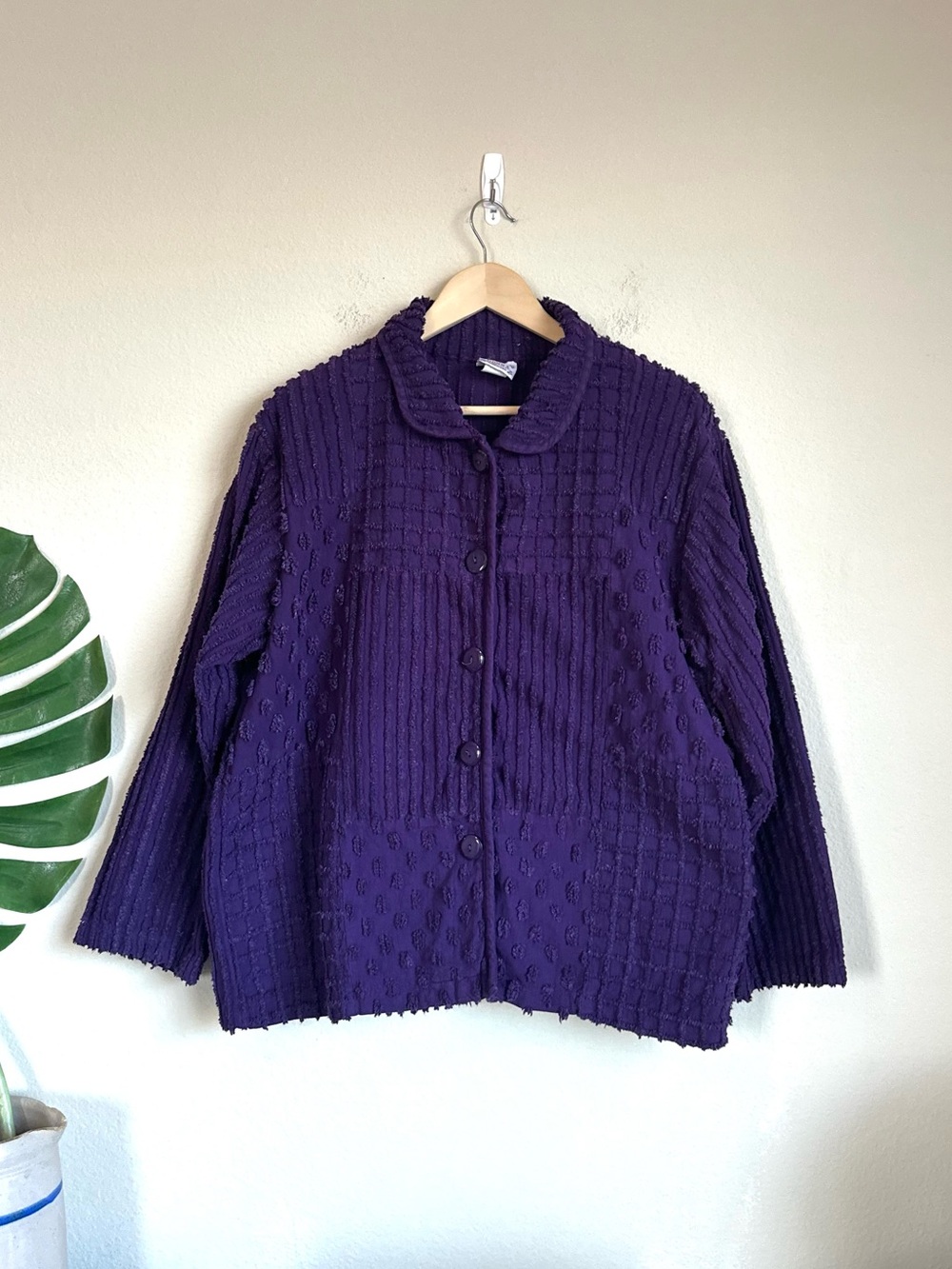 Vintage Donna Dark Purple Cotton Chenille Chore Jacket